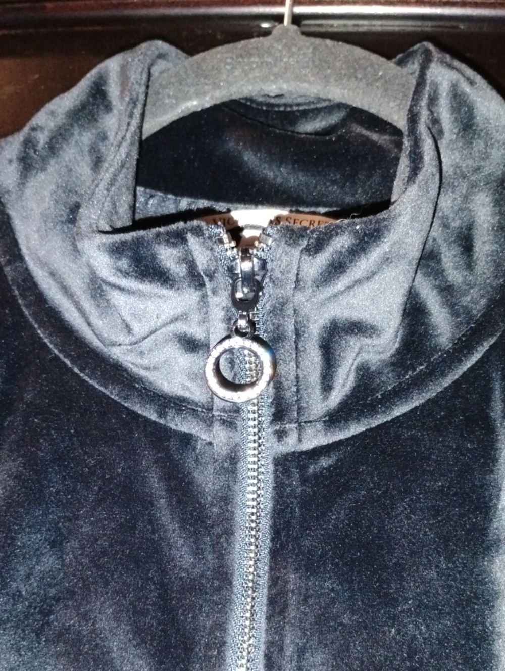 Victoria's Secret Black Velvet Zip-Up Teddy Jacket